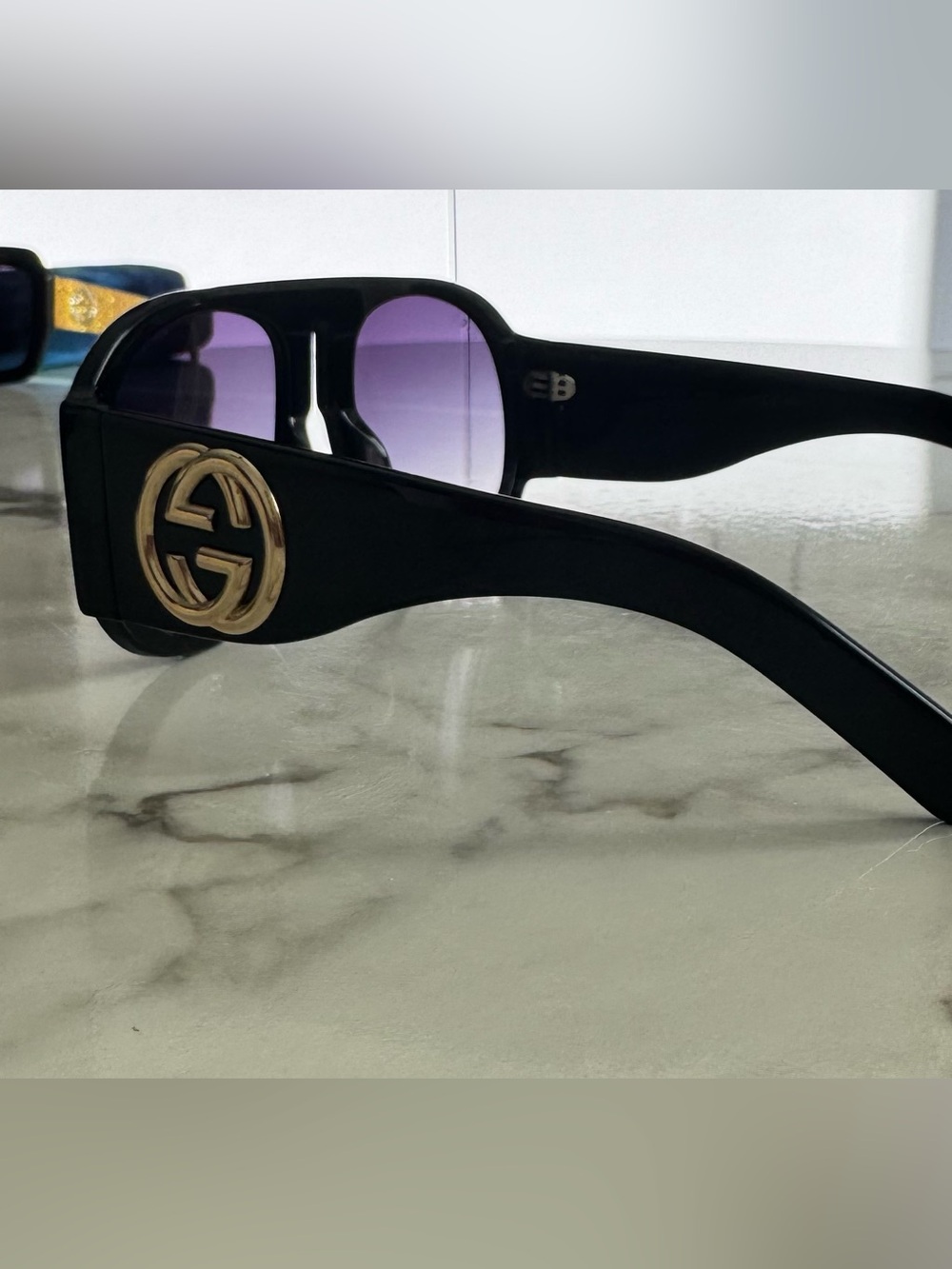 Gucci Black Shield Sunglasses with Dark Gradient Lenses - Picture 8 of 9